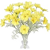 IPOPU Fake Yellow Flowers Artificial Daisies 5PCS Silk Cosmos Fake Daisies Wild Flowers 24.5”Artificial Wildflowers Table Decor for Baby Shower Centerpieces Wedding Bouquet (Yellow)