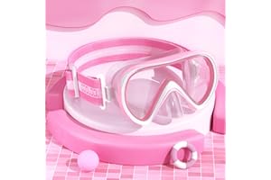 COOLOO Kids Swimming Goggles with Nose Cover, Elastic Fabric Strap Goggles Kids Swim 180° Panoramic Anti-Fog No-Leaking Tempe