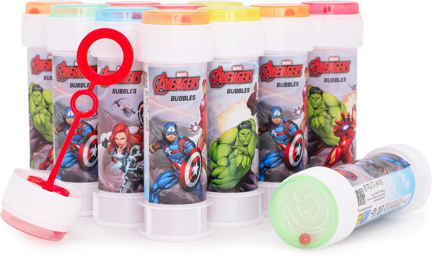 Toyland® Pack of 12 Avengers Bubbles With Wands, 60ml Solution & Novelty Maze Lid - Pocket Money & Party Bag Toys — image 1