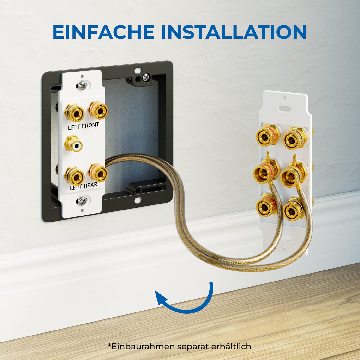 deleyCON Multimedia Lautsprecher Boxen Wanddose Anschlussdose Wandplatte mit Bananenstecker-Buchsen für 5.1 Surround Sound System und Subwoofer Heimkino 2