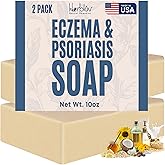 Eczema Soap Bar for Face and Body – All Natural Dermatitis, Psoriasis Treatment for Dry Itchy Sensitive Skin Relief – Gentle Detoxifying, Healing, Anti-Itch, Oatmeal Goat Milk Wash for Kids, & Adults