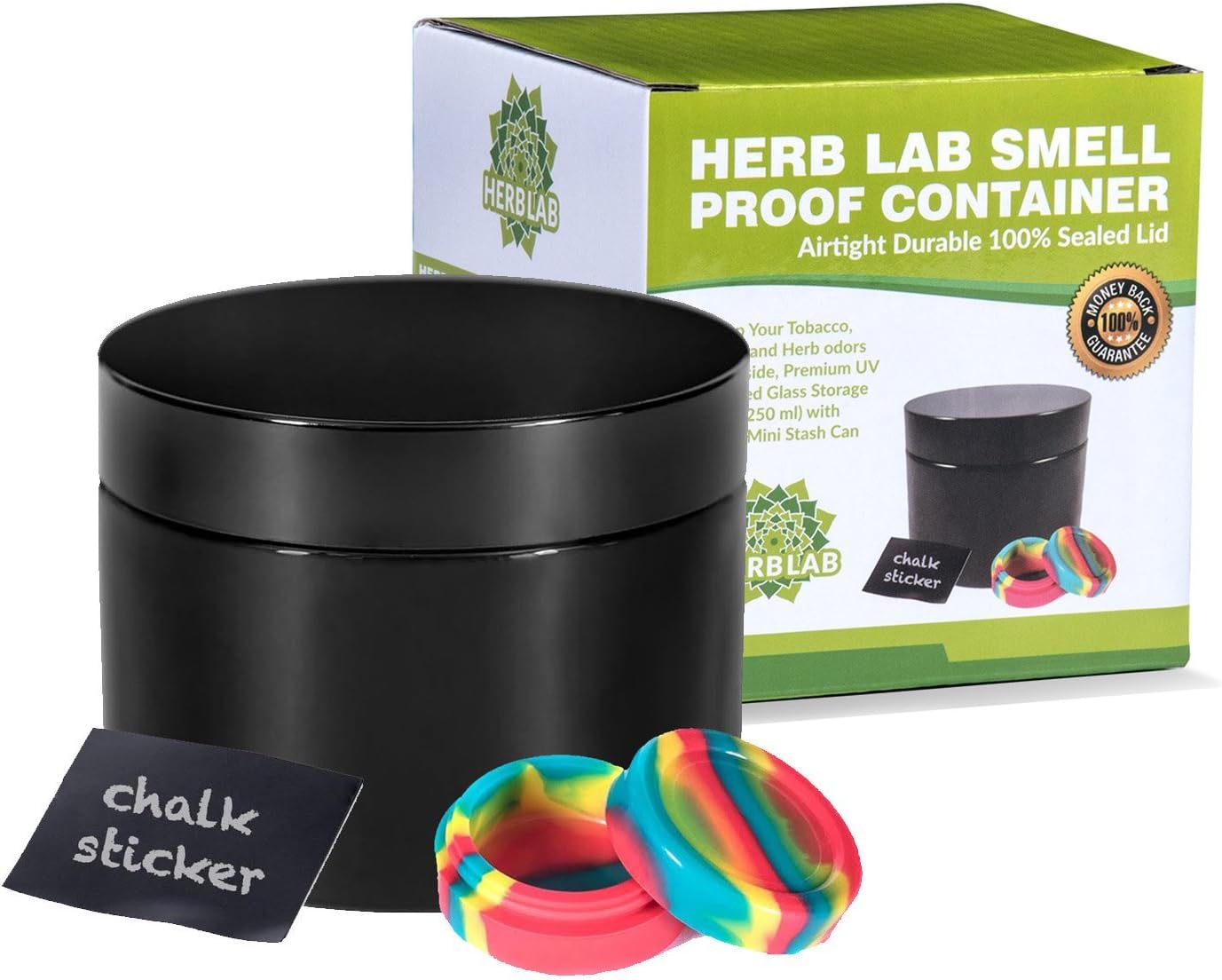 Herb Lab Smell Proof Container Airtight Durable 100 Sealed Lid. Keep Your Tobacco, Coffee