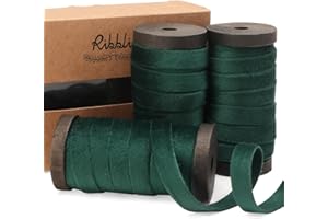 Ribbli Forest Green Velvet Ribbon 3 Rolls Double Faced 3/8 Inch 18-Yard with Wooden Spool Use for Christmas Tree Ornaments Gift Wrapping Wreath Decoration Wedding Boutonnieres
