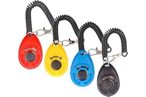 Diyife Clicker Training for Dogs, [4 Pcs, Multi-Color] Dog Clicker for Training, Clicker Dog Training with Wrist Strap, Clicker for Pets, Dog Clicker Perfect for Dog Cat Horse Behavioral Training