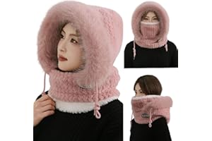 Plush-Lined Thermal Winter Hat with Face Mask for Men & Women – 4-in-1 Windproof Fleece, Neck Warmer & Ear Protector for Cold
