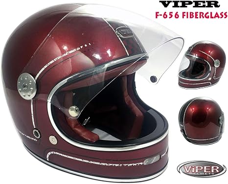 Burgundy Casco Moto Integrale Viper F656 Vintage Stile Casco in Fibra di  Vetro Classic Full Face Retro Custom Chopper Bobber ECE Omologato Caschi  Abbigliamento protettivo berjaya.edu.my