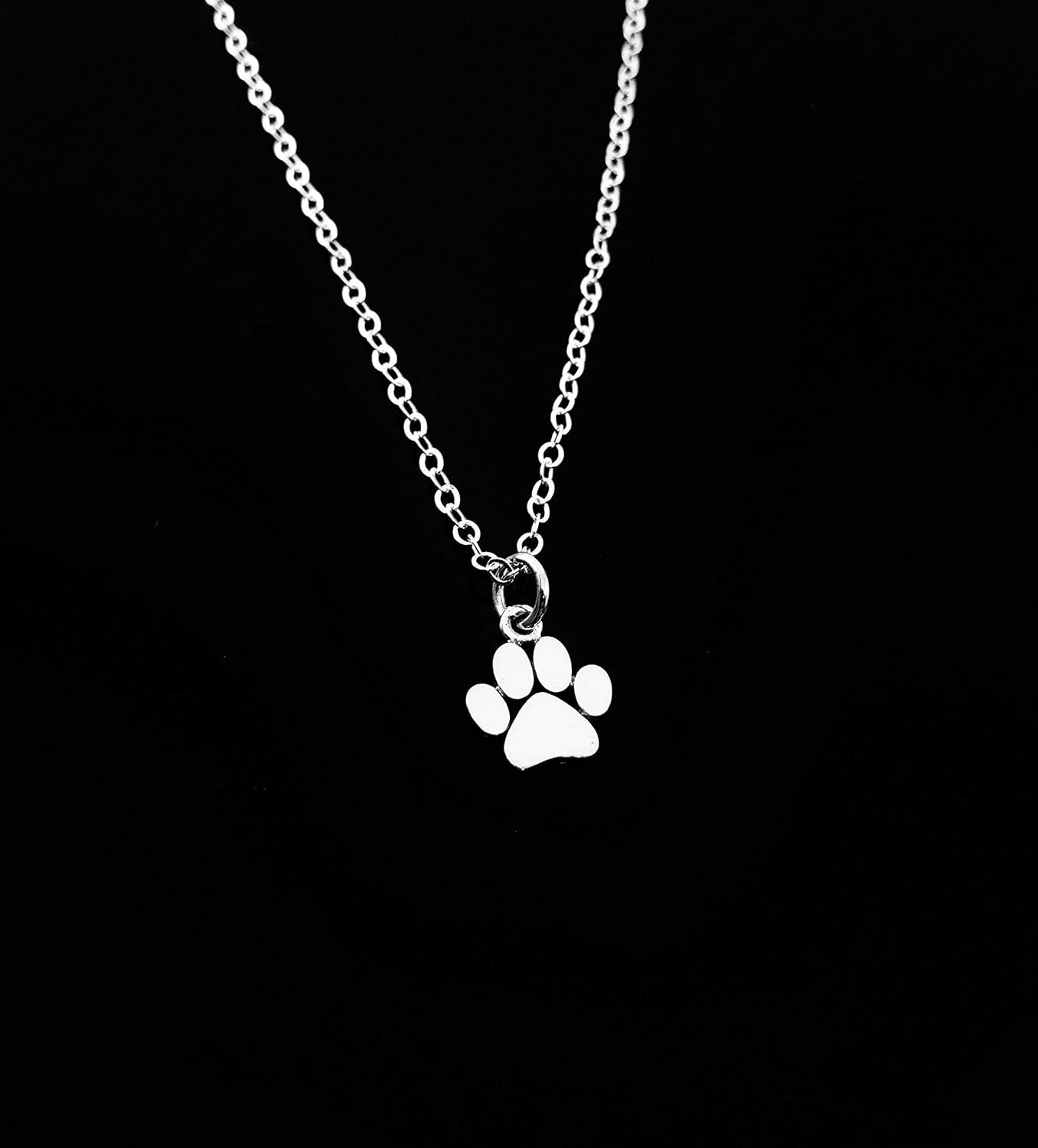 dog paw silver necklace