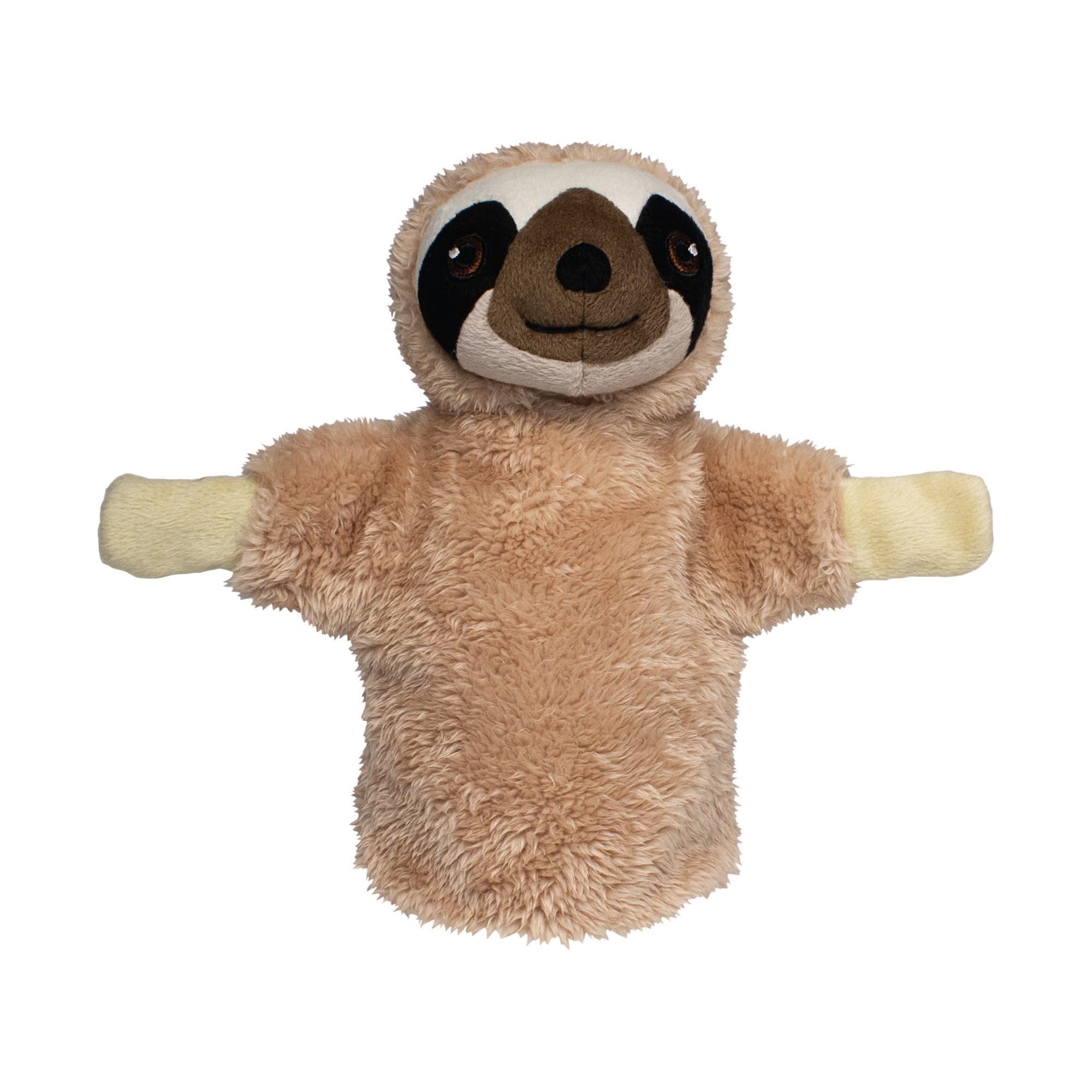 EcoBuddiez Hand Puppet - Sloth from Deluxebase. Plush Puppets made from Recycled Plastic Bottles. Eco-Friendly Animal Toy for Pretend Play, Kids Gifts and Party Favours.