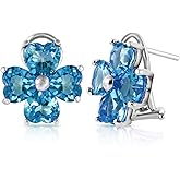 7.6 Carat 14k Solid White Gold French Clip Earrings with Natural Blue Topaz