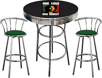 Amazon Com Bob Marley Themed 3 Piece Chrome Metal Finish Bar