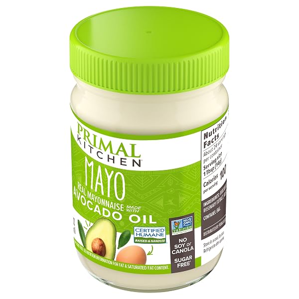PRIMAL KITCHEN MAYO MADE WITH AVOCADO OIL, WHOLE30 APPROVED, CERTIFIED PALEO, AND KETO CERTIFIED, 12 OUNCES.