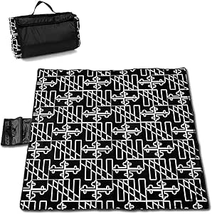 Gaby-Shop Alfombra de Picnic al Aire Libre Manta Negra Bandera del