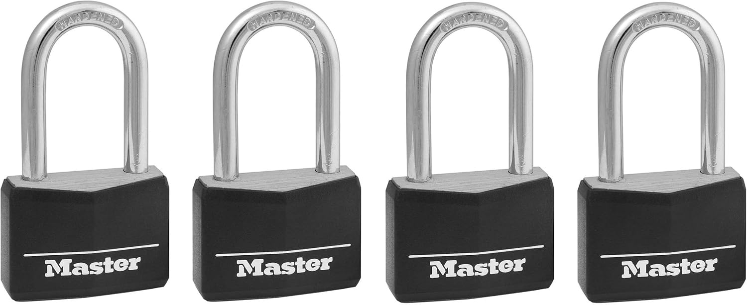 Master Lock Padlock, Covered Aluminum Lock, 1-9/16 in. Wide, Black, 141DLF - - 