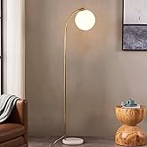Brightech Luna Drop 75 in. Antique Brass Modern 1-Light LED Energy Efficient Floor Lamp with Frosted White Glass Globe Shade 