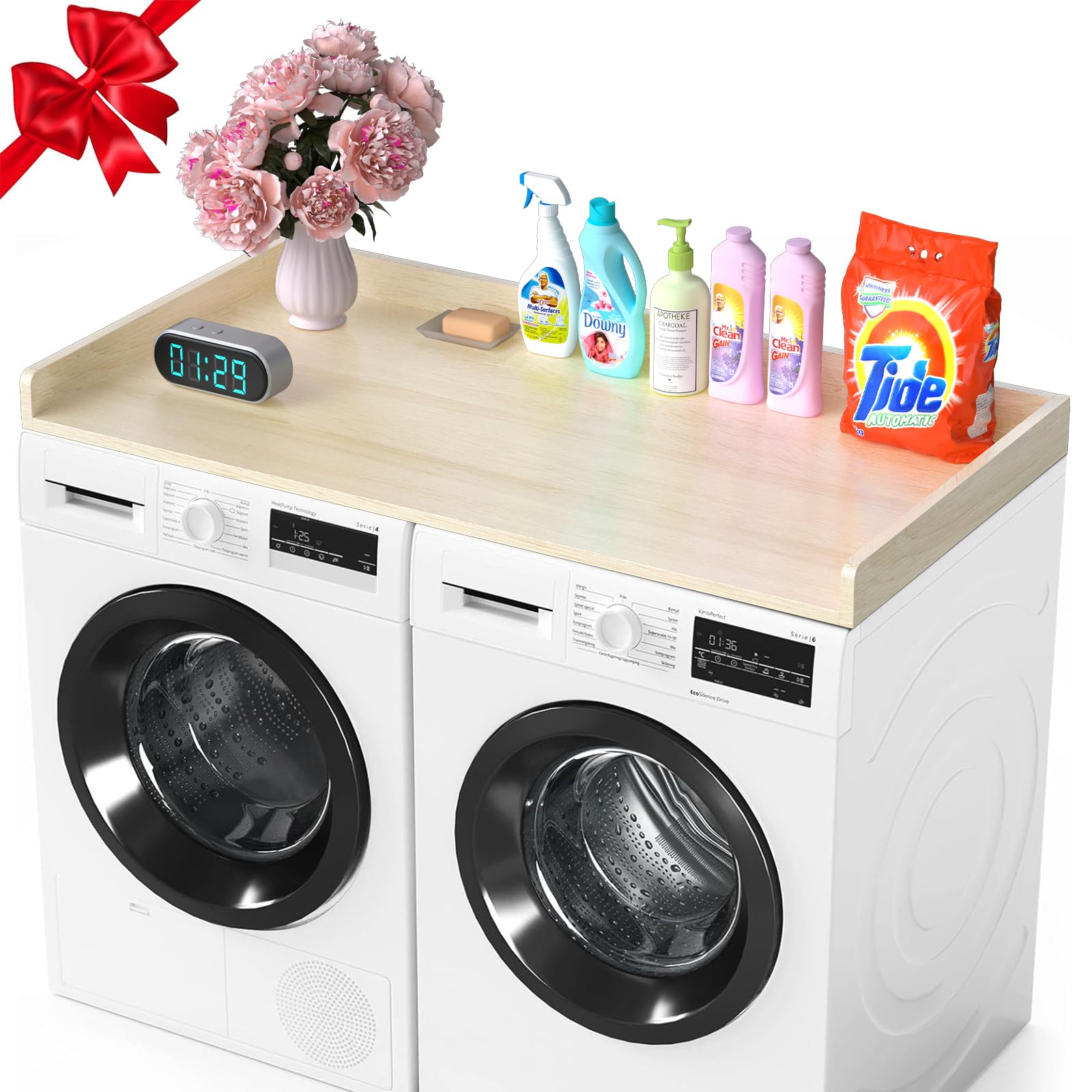 Photo 1 of ***FINAL SALE/NO RETURN, SOLD AS PARTS*** GKLOHDD Washer Dryer Countertop: 27.5" x 54" Laundry Topper for Washer and Dryer - Non-Slip Washer and Dryer Countertop with Safety Edge - Laundry Room Organization (Wood)