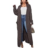 Sheocivy Long Cardigan Sweaters for Women 2026 Spring Fall Open Front Long Sleeve Clable Knit Sweater Coat with Pockets