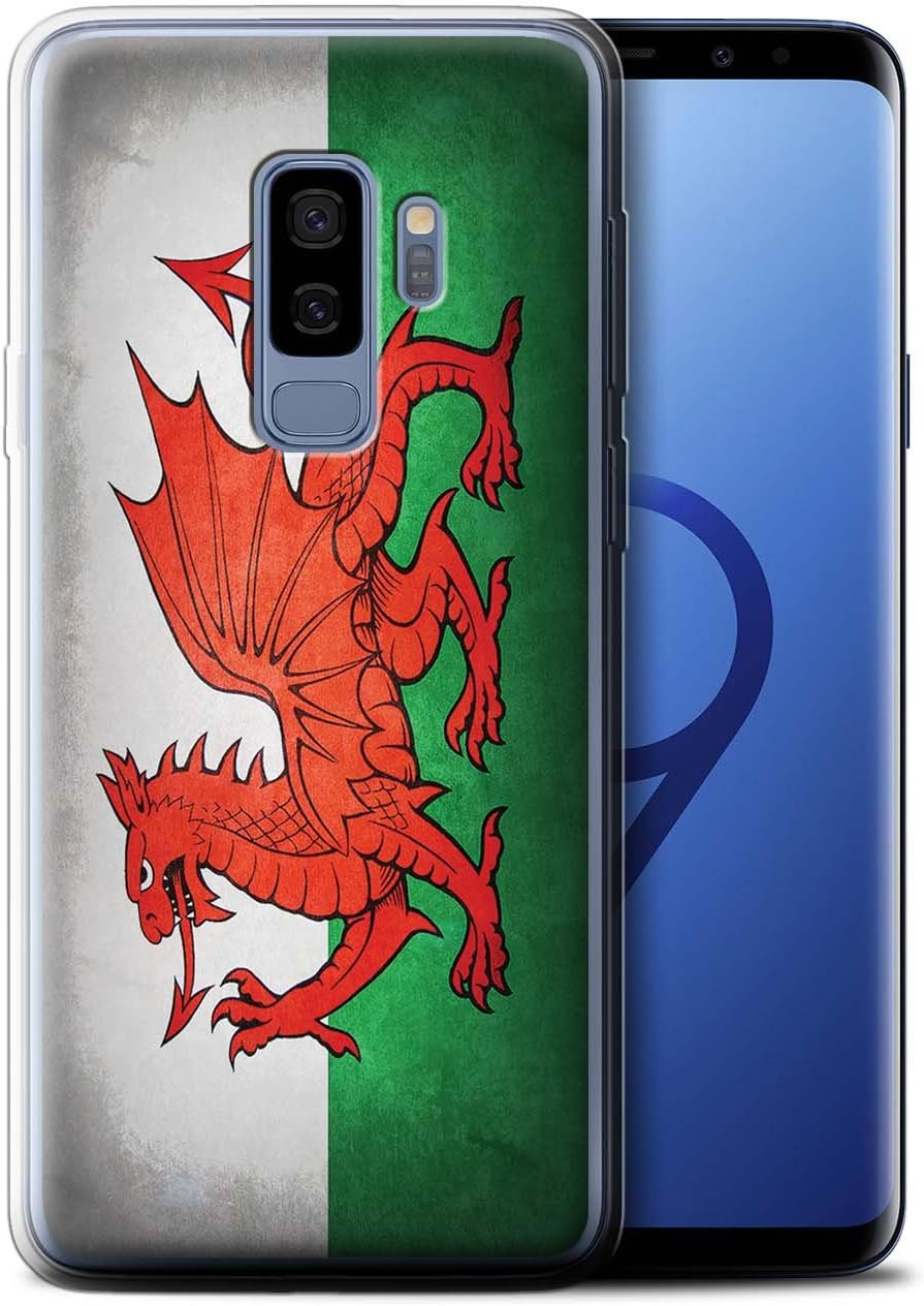 Stuff4 Phone Case for Samsung Galaxy S9 Plus/G965 Nation National Flags Wales/Welsh Design Transparent Clear Ultra Slim Thin Hard Back Cover