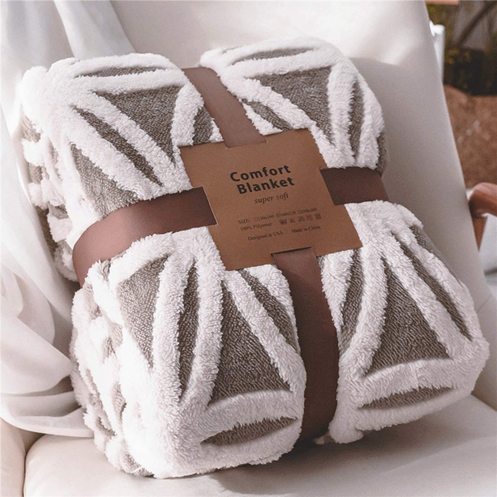 LOMAO Sherpa Fleece Blanket, Fuzzy, Soft Throw Blanket, Double-Sided Blanket for Couch, Sofa Bed (Grey-1, 130 x 160 cm)