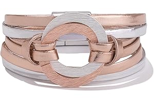 FANCY SHINY Infinity Leather Wrap Bracelets Boho Cuff Bracelets Cute Stackable Bangle with Magnetic Clasp Jewelry Gifts for Women