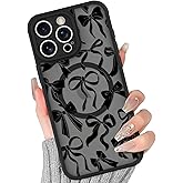 BITOBE Case for iPhone 13 Pro Max [Compatible with MagSafe] Cute Ribbon Bow Pattern for Women Girls Soft TPU Bumper Translucent Magnetic Slim Protective Cover - Black Bows