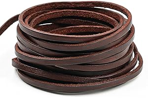 Ouligay 3mm Leather Cord String 5 Meter Thin Flat Leather Strips for DIY Crafts Jewelry Making Necklace Bracelet Braided Leathers Shoe Laces for Boots Shoelaces Shoe Strings