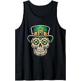 St. Patricks Day Day Of Dead Irish Sugar Skull Tank Top