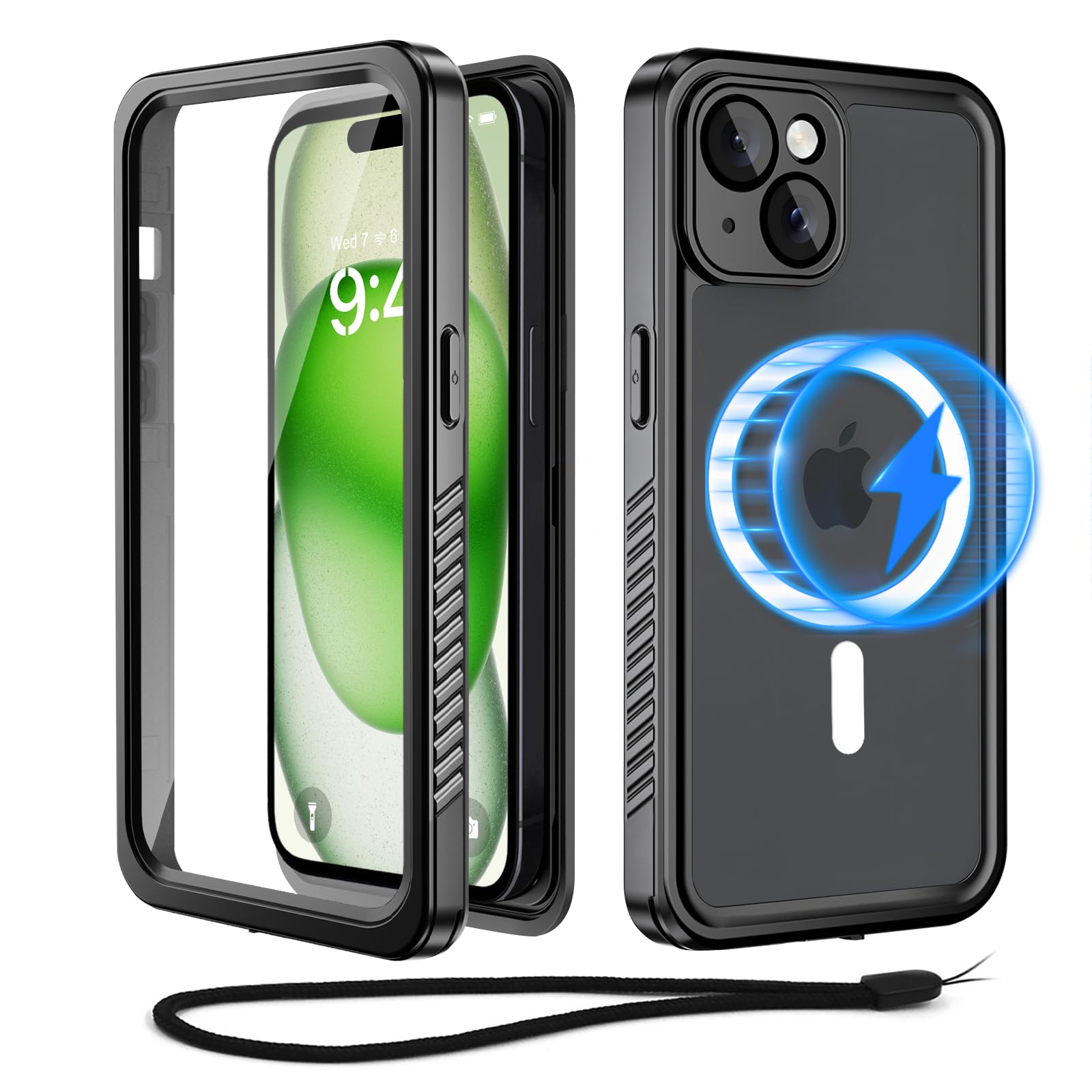 Beeasy for iPhone 15 Plus Case Waterproof MagSafe Magnetic Case-Shockproof Dustproof 360 Degree Full Body Heavy Duty Cover Built in Screen Protector- iPhone 15 Plus Protective Case 6.7 inch Black — image 1