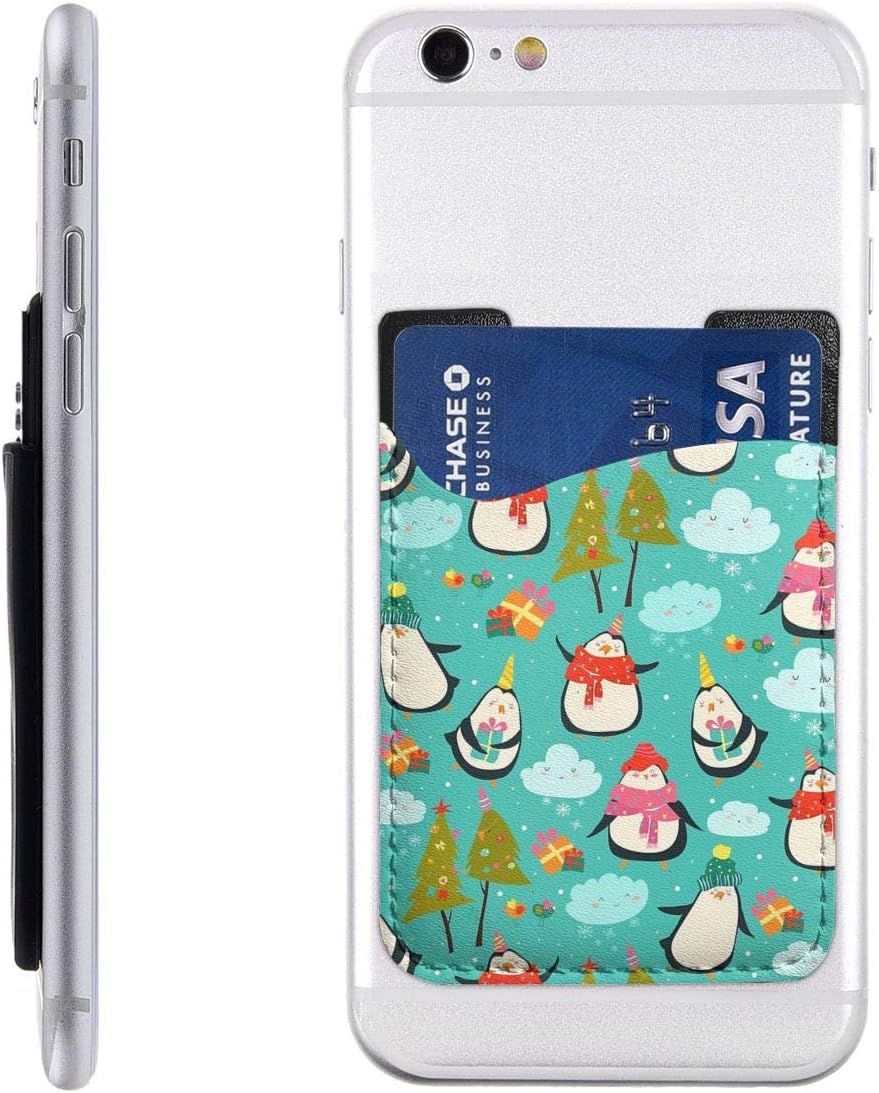 Amazon Com A Very Penguin Christmas Phone Card Holder Stretchy Wallet Stick On Pocket Credit Card Id Case Pouch Compatible