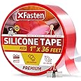 XFasten Self Fusing Silicone Tape for Plumbing Red 1" X 36-Foot Non-Adhesive Leak Seal Tape Waterproof, Silicone Grip Tape, Rubber Tape Thick for Pipe, Hose Repair Tape, Stop Leak Tape