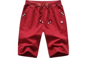 GUNLIRE Big Boy's Casual Shorts Summer Cotton Classic Fit Elastic Waist Shorts with Zipper Pockets
