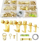 XIAO MO GU 162Pcs Heavy Duty Picture Hooks Kit for Hard Walls Gold view 1