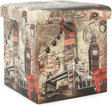 Carillo Smart Puf Box London Caja Londres Salvaspazio (simil Piel N762: Amazon.es: Hogar