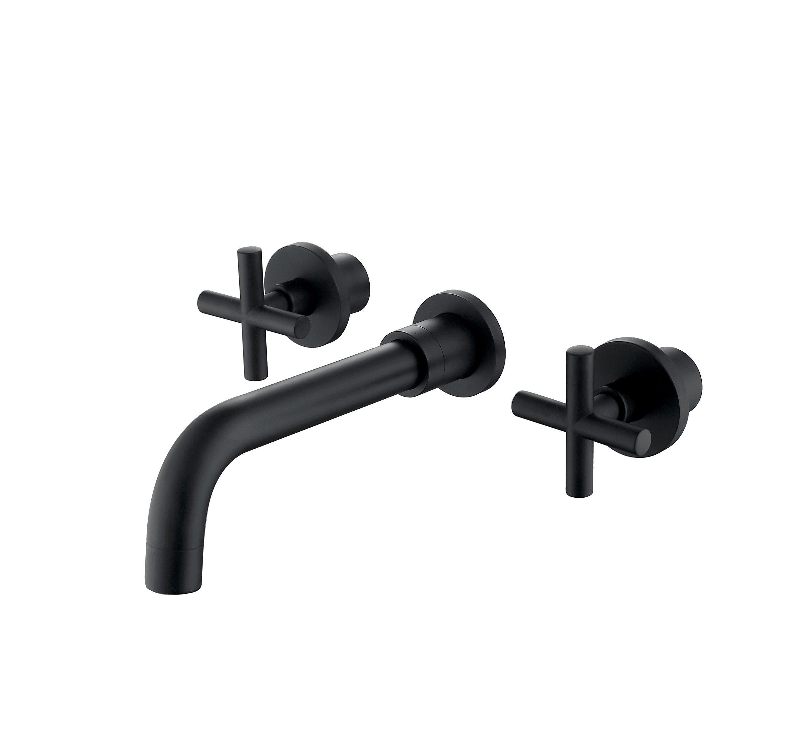 Photo 1 of SITGES Matte Black Bathroom Faucet, Double Handle Wall Mount Bathroom Sink Faucet and Rough in Valve Included (Matte Black)