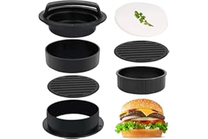 3 in 1 Stuffed Burger Press Patty Maker Rings Molds Kit, Non Stick Stuffer Hamburger Press Patty Maker - with 100 Pcs Wax Hamburger Patty Paper, Sausage Patty Press for Slider/Pattie/Grilling HAHAYOO