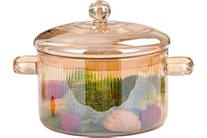 Glass Simmer Pot for Stove Top 1600ml Heat-Resistant Glass Saucepan with Lid and Handle for Soup, Pasta, Milk & Baby Food Amb