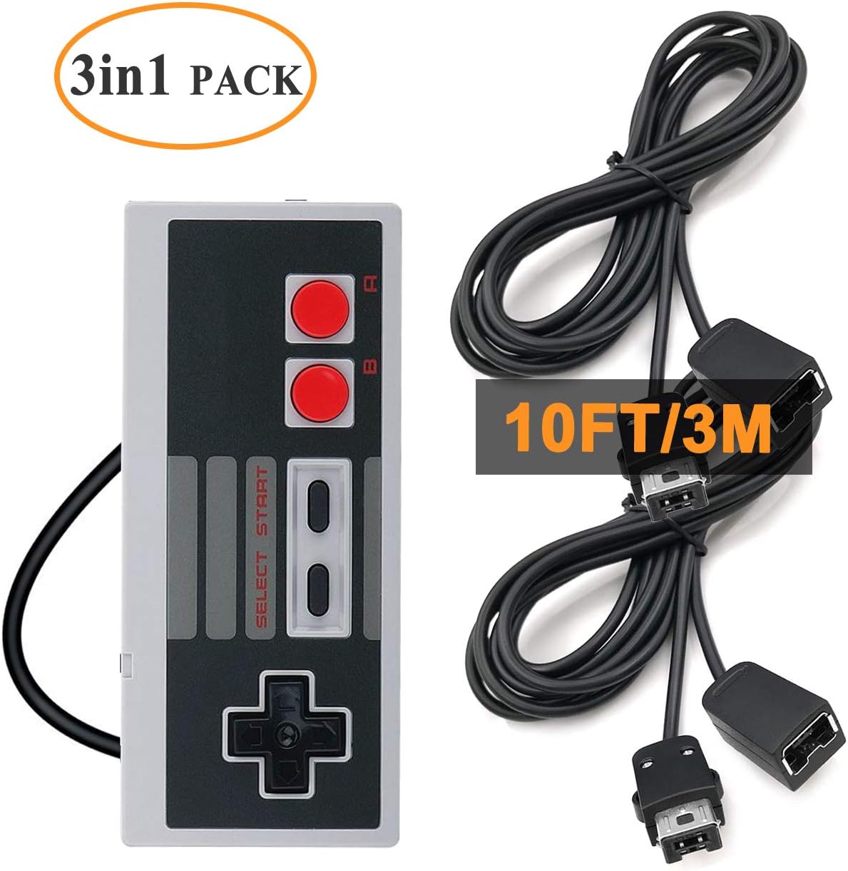 NES Classic Controller with 10FT Cable - 2 Pack Classic Mini Controllers for Nintendo Classic Mini Edition SNES Classic 2017
