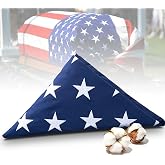 Memorial American Flag 5x9.5 ft, 100% Heavy Duty Cotton Burial Casket Flag | For Veteran Military with Embroidered Stars, Sewn Stripes, Brass Grommets, for USA Display Case (Flag not Pre-Folded)