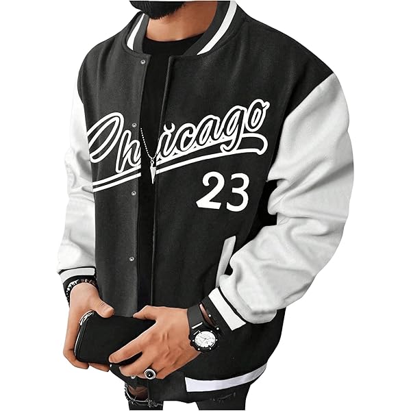 SOLY HUX Men's Varsity Jacket Letterman Bomber Jackets Color Block