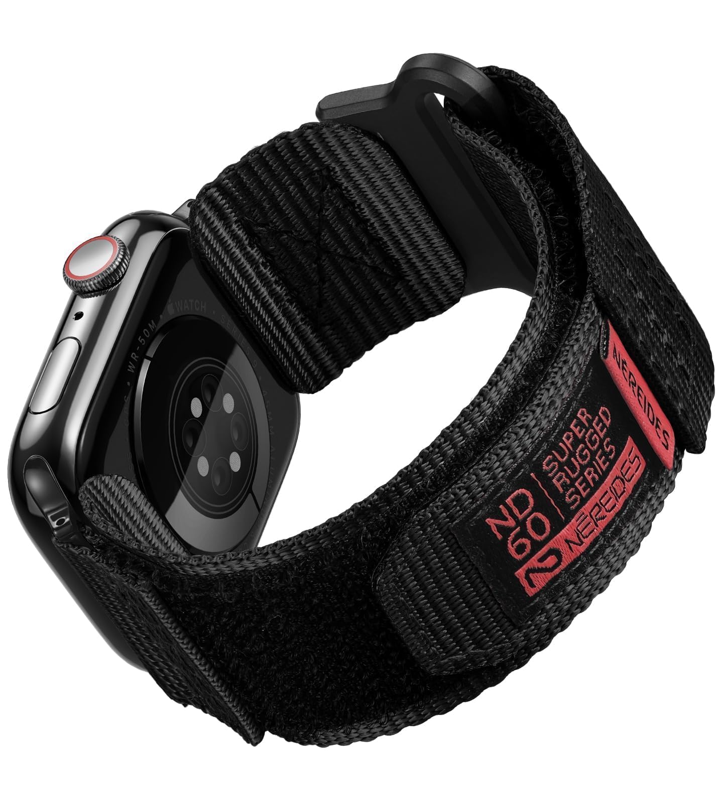 Photo 1 of Nereides Compatible with Apple Watch Series 11 Band Series 10/9/8/7/6/5/4/SE/SE2/SE3/Ultra 3/2/1, Nylon Sports Strap with Woven Design for 49mm/46mm/45mm/44mm (L, Black)