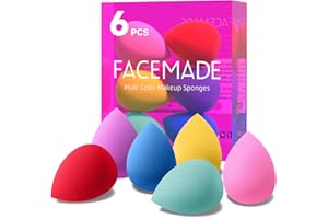 FACEMADE 6 PCS Makeup Sponges Set, Makeup Sponges for Foundation, Latex Free Beauty Sponges, Flawless for Liquid, Cream and Powder, Multiple Colors
