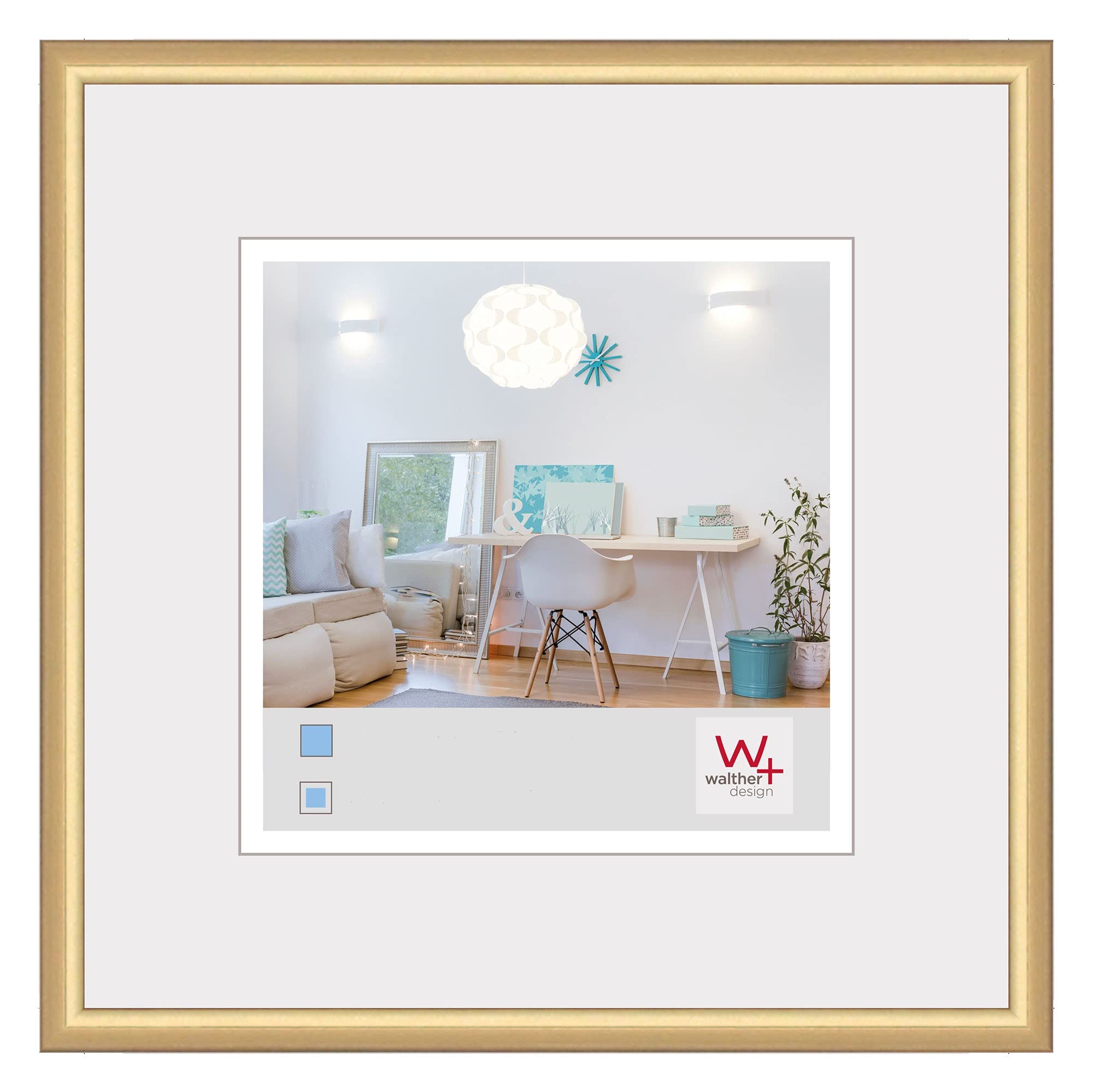 walther Design Picture Frame Gold 13 x 13 cm New Lifestyle Plastic Frame KV313G