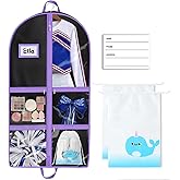 Dnairtly Dance Garment Bag 40 Inch with Clear Pockets, Hanging Dance Costume Garment Bag with Name Card & 2 Shoe Pouches, Cheer Uniform Garment Bag for Travel, Competitions & Performances