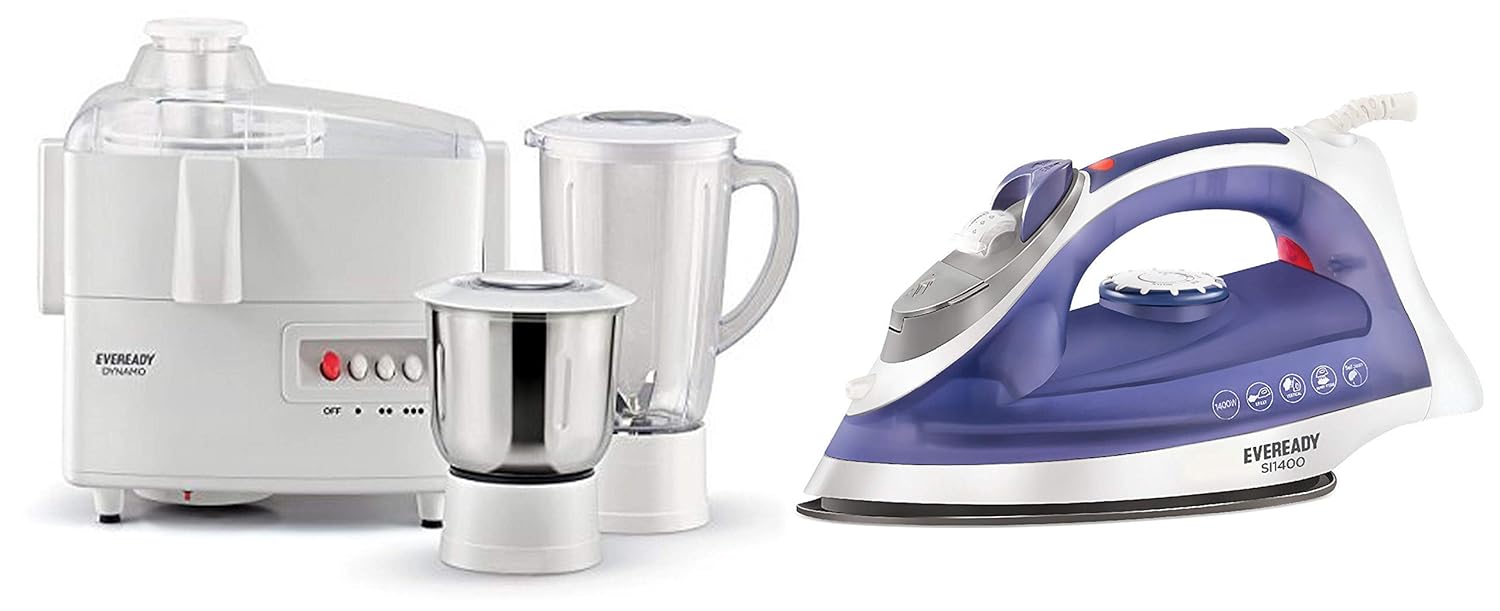 Buy Eveready Dynamo 450Watt Juicer Mixer Grinder (White) + Eveready