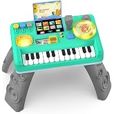 Basytodio Baby DJ Table for Toddlers Musical Piano Toys with Music &amp; Light | Toddler Activity Table Toys for Boy Girl Educational Learning Music Piano Instruments Christmas First Birthday Gifts