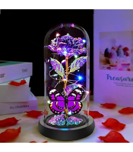 Eternal Glass Rose In Light-Up Dome - Galaxy Rose Gift For Mom, Birthday, Anniversary, Women