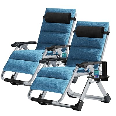 LILYPELLE Zero Gravity Chair, Premium Lawn Recliner Folding Portable Chaise Lounge with Detachable Cushion, Headrest and Cup Holder, Reclining Patio Lounger Chair