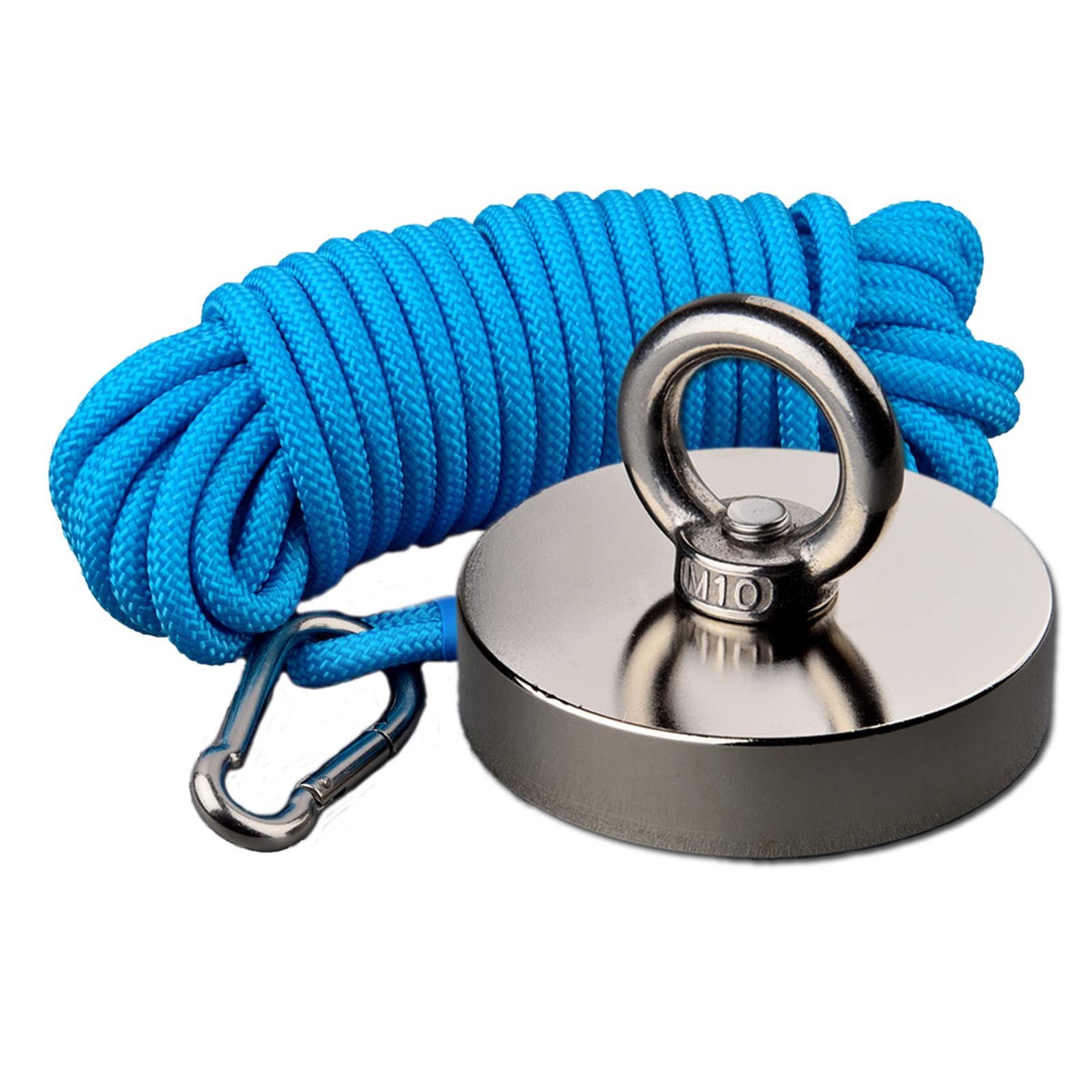 Mutuactor Fishing Magnets 300kg Strong Pull Force, Powerful Retrieval Neodymium Magnet N52 with10m (32feet) Durable Rope,Magnet Fishing for Underwater Metal and Treasure Salvage Magnet in Water