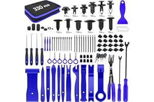 GOOACC 330Pcs Trim Removal Tool, Auto Push Pin Bumper Retainer Clip Set Fastener Terminal Remover Tool Adhesive Cable Clips Pry Kit Car Panel Radio Removal Auto Clip Pliers, Blue