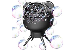 OIDOZAC Bubble Machine for Toddlers Kids, 18 Wands 500ml Tank Rechargeable Bubble Maker, 30000+ Bubbles/Min 2 Speeds Auto-Rotating Portable Bubble Blower for Indoor/Outdoor Parties, Birthday, Wedding (Black)