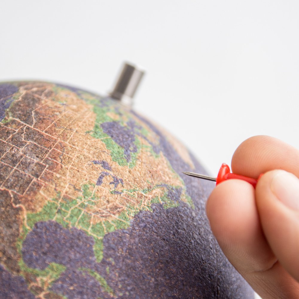 Suck UK Desktop Cork Globe Push Pins Educational Travel Map